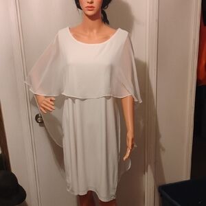 Elegant White Chiffon Overlay Dress